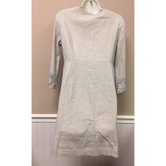 Boston Proper Sequin Beaded Linen Blend Dress - Picture 2 of 6